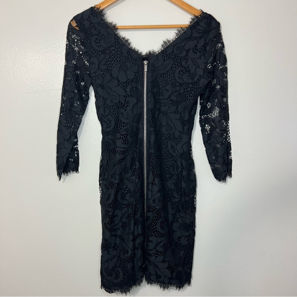 DVF Zarita Lace Little Black Dress LBD 2010s Y2K Fairy Goth Sz 0 - Picture 11 of 12